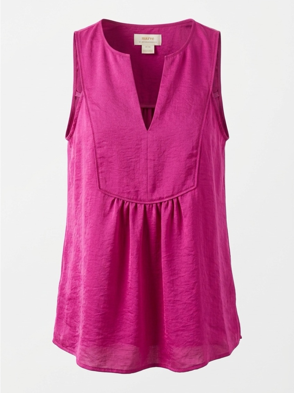 Anthropologie Bright Magenta Sleeveless Split-Neck Tank